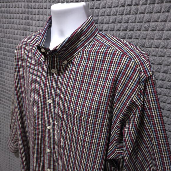 Button Long Sleeve Collared Shirt MensXL Colorful Plaid Lightweight Cotton Dress - Picture 5 of 16